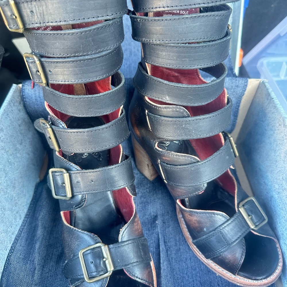 Freebird by Steven Black Strappy Heels with Buckles